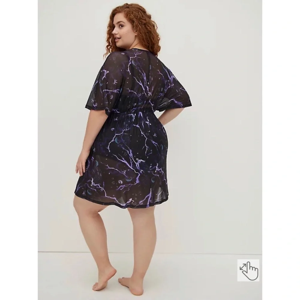 NWT TORRID Disney The Little Mermaid Ursula Swim Kimono - Black - Picture 4 of 8